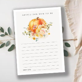 Floral Orange Pumpkin Beratung für Mum Baby Dusche Begleitkarte