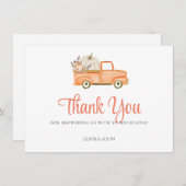 Floral Orange Pumpkin Truck Dankeskarte (Vorne/Hinten)