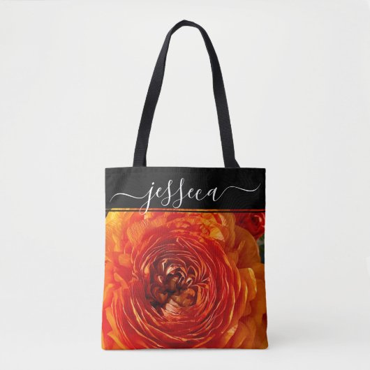 Floral Orange Ranunculus Fotografie Personalisiert Tasche (Vorderseite)