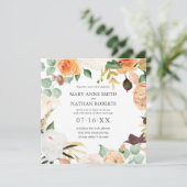 Floral Orange Später Sommer ALL IN ONE Wedding Inv Einladung (Stehend Vorderseite)