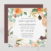 Floral Orange Spätsommer ALL IN ONE Wedding Einladung (Vorne/Hinten)