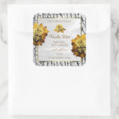 Floral Orange White Tree Bark Grain Product Labels Quadratischer Aufkleber (Tasche)