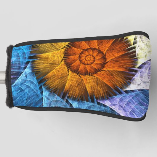 Floral Orange Yellow Blue Abstract Art Golf Headcover (Vorderseite)