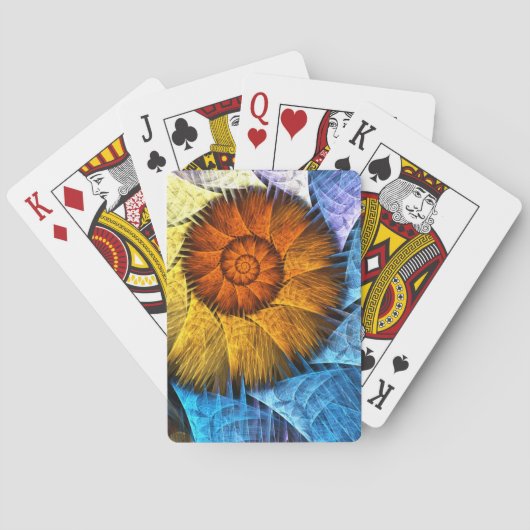 Floral Orange Yellow Blue Abstract Art Spielkarten (Rückseite)