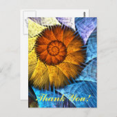 Floral Orange Yellow Blue Abstrakt Art Danke Postkarte (Vorne/Hinten)