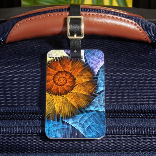 Floral Orange Yellow Blue Abstrakte Kunstadresse Gepäckanhänger (Vorderseite Insitu 2)