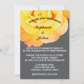 Floral Orange Yellow Gray Cool Boho Wedding Einladung (Vorderseite)