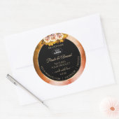 Floral orangefarbenes, schwarzes Marmormarken Logo Runder Aufkleber (Umschlag)