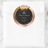 Floral orangefarbenes, schwarzes Marmormarken Logo Runder Aufkleber (Tasche)