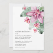 Floral Orchid Tropical Wedding Einladung (Vorderseite)