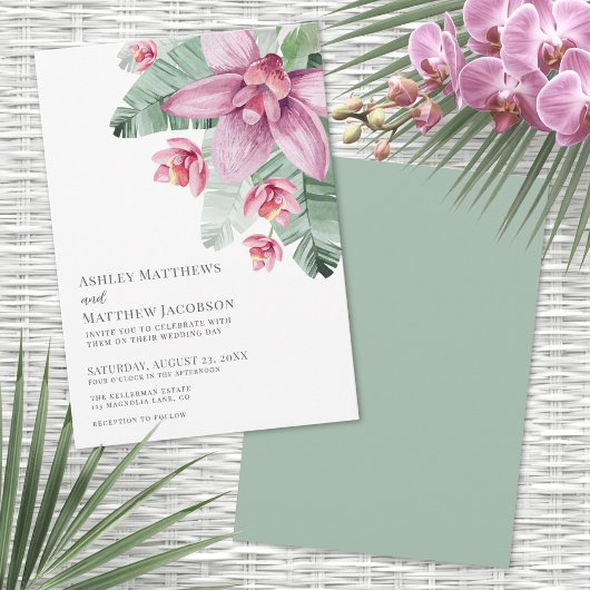 Floral Orchid Tropical Wedding Einladung