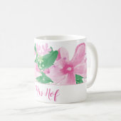 Floral Orchideenrosa Monogramm Kaffeetasse (VorderseiteRechts)