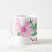 Floral Orchideenrosa Monogramm Kaffeetasse (Vorderseite Links)