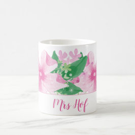 Floral Orchideenrosa Monogramm Kaffeetasse