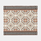 Floral Oriental Ethnic Muster Fleecedecke (Vorderseite (Horizontal))