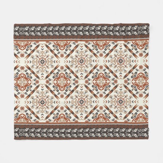 Floral Oriental Ethnic Muster Fleecedecke (Vorderseite (Horizontal))