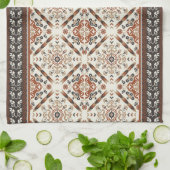 Floral Oriental Ethnic Muster Geschirrtuch (Gefaltet)