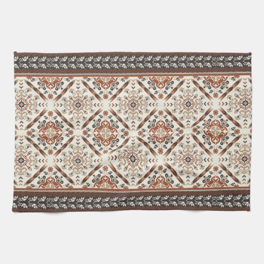 Floral Oriental Ethnic Muster Geschirrtuch (Horizontal)