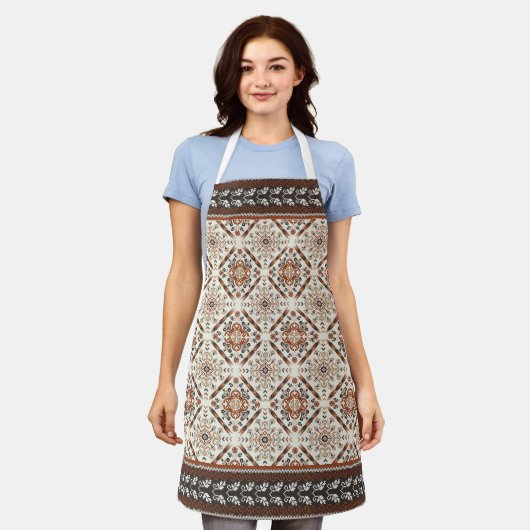 Floral Oriental Ethnic Muster Schürze (Getragen)