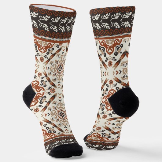 Floral Oriental Ethnic Muster Socken (Gewinkelt)