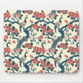 Floral Oriental Peacock Japandi Stil Mousepad (Vorne)