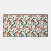 Floral Oriental Peacock Japandi Stil Schreibtischunterlage (Vorderseite)