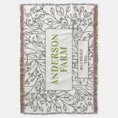 Floral Ornament Family Name, Black and White Decke (Vorderseite Vertikal)