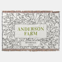 Floral Ornament Family Name, Black and White Decke