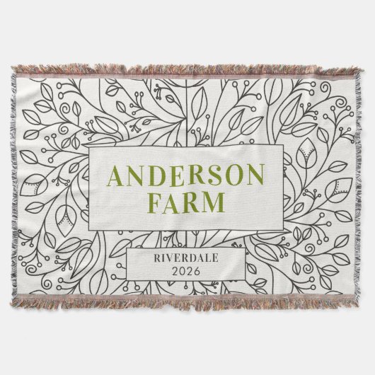 Floral Ornament Family Name, Black and White Decke (Vorderseite)