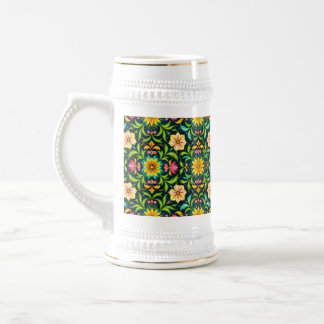 Floral Ornamental Pattern in Vibrant Colors Bierglas