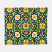Floral Ornamental Pattern in Vibrant Colors Fleecedecke (Vorderseite (Horizontal))