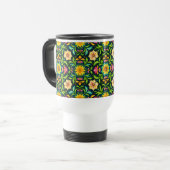 Floral Ornamental Pattern in Vibrant Colors Reisebecher (Vorderseite Links)