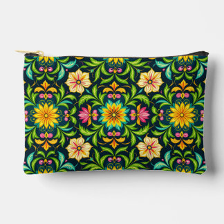 Floral Ornamental Pattern in Vibrant Colors Zubehörtasche
