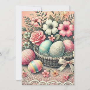 Floral Ostereier Blume platzieren pastellfarbene A Feiertagskarte