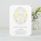 Floral Ostereier Bunny Virtual Baby Dusche Einladung (Stehend Vorderseite)