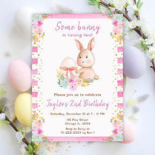 Floral Osterhase Geburtstag Einladung