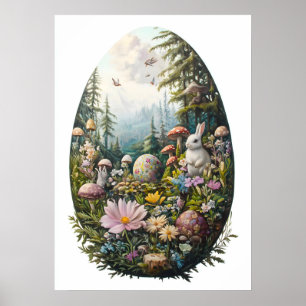 Floral Ostern Ei Bunny Wall Art Poster