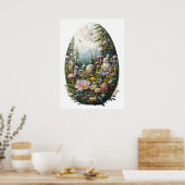 Floral Ostern Ei Bunny Wall Art Poster (Küche)
