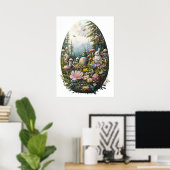 Floral Ostern Ei Bunny Wall Art Poster (Heimbüro)