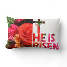 Floral Ostern "He is Risen" Holiday Throw Kissen
