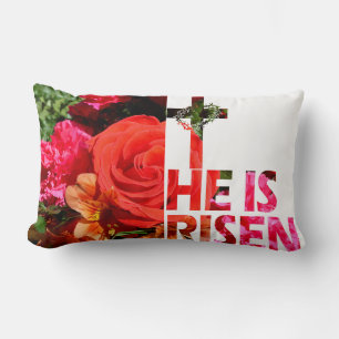 Floral Ostern "He is Risen" Holiday Throw Kissen