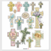 Floral Ostern kreuzen Vintage religiöse Kunst Aufkleber (Blatt)