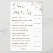 Floral Over oder Under Brautparty Game Card Flyer (Vorne)