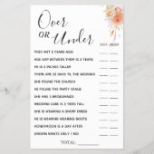 Floral Over oder Under-Brautparty-Spielkarte Flyer (Vorne)