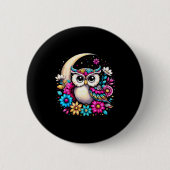 Floral Owl And Moon Button (Vorderseite)