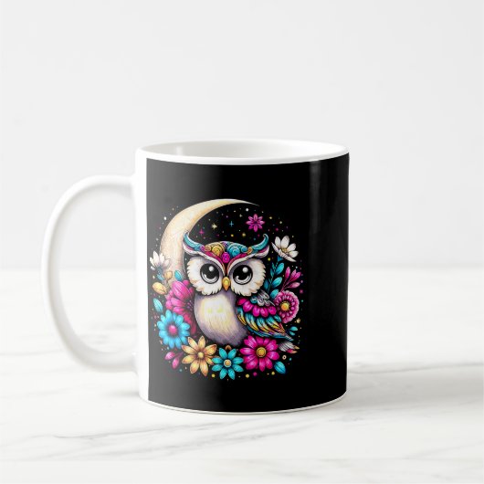 Floral Owl And Moon  Kaffeetasse (Links)