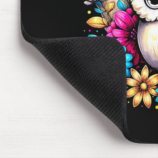 Floral Owl And Moon  Mousepad (Ecke)