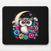 Floral Owl And Moon Mousepad (Vorne)