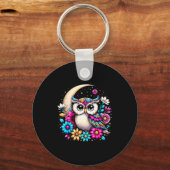Floral Owl And Moon Schlüsselanhänger (Vorderseite)