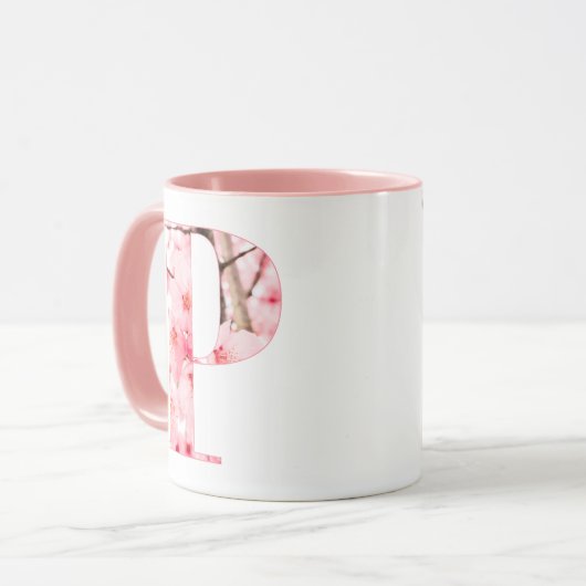 Floral P Initial Mug | Personalized Name & Traits Tasse (Vorderseite Links)